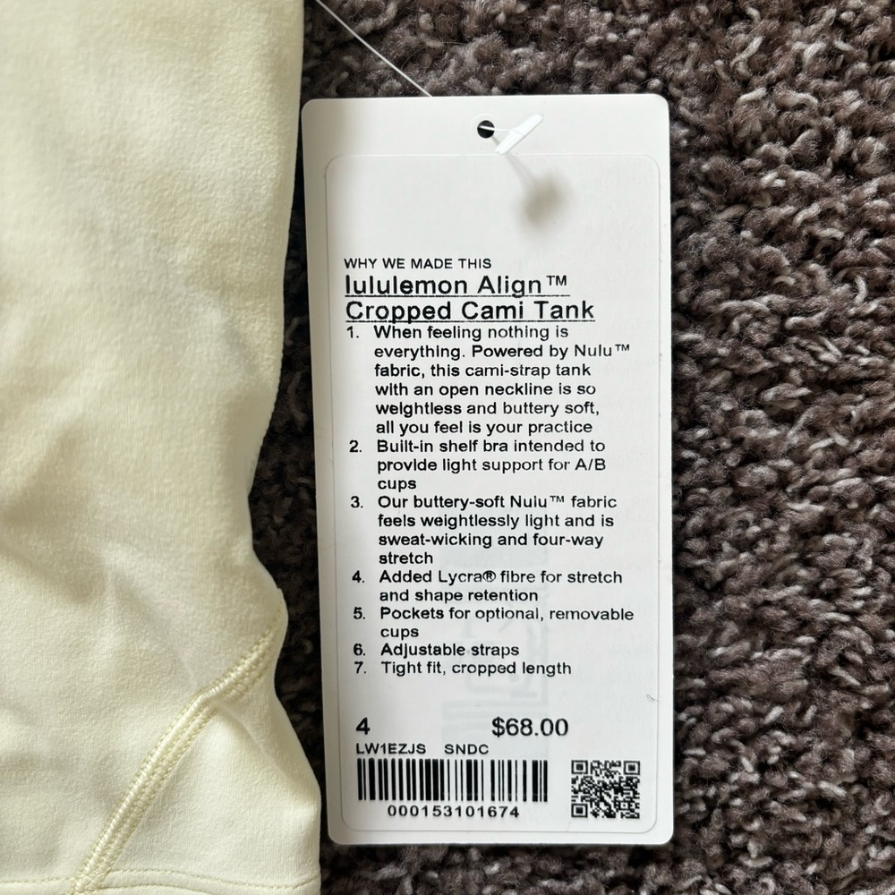 NWT lululemon Align™ Cropped Cami Tank Top - Sundance - Picture 8 of 8